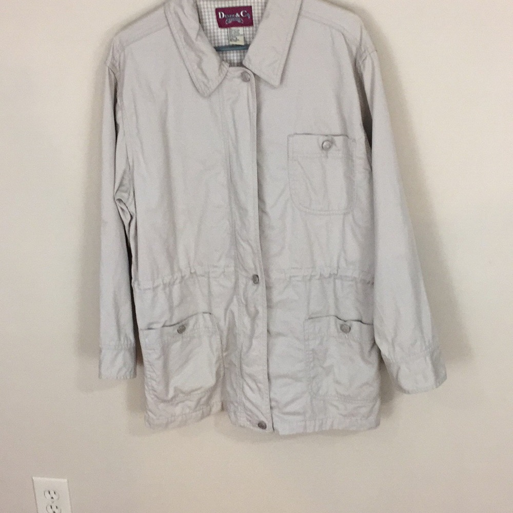 Denim & Company Oversized  Cotton Khaki Tan Utility Jacket Size Small